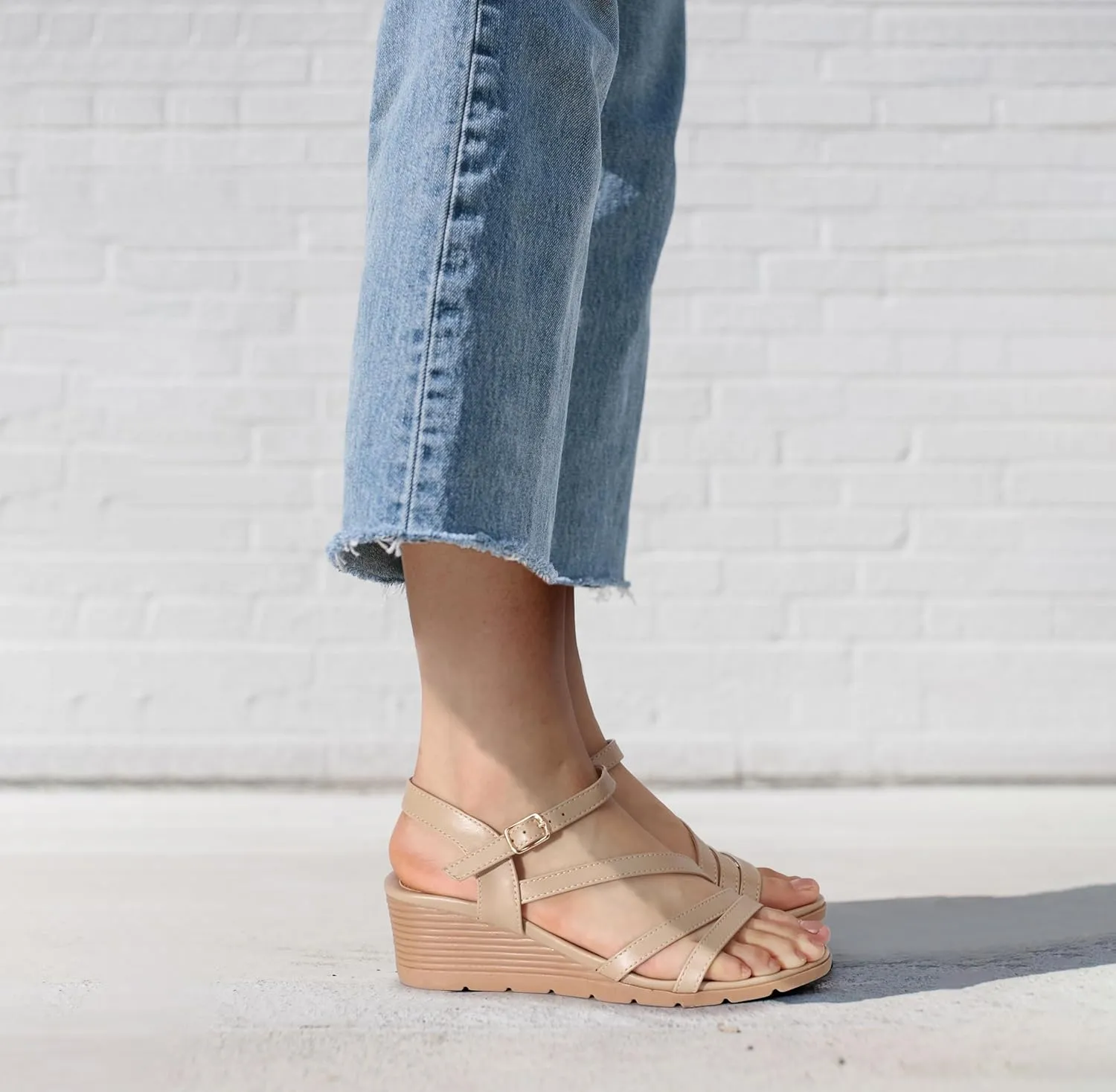 Comfortable habitat abandon slowness inscribe Open Toe Sandal SHIBEVER Wedge Sandals for Women Dressy: Summer Low Wedges Womens 
