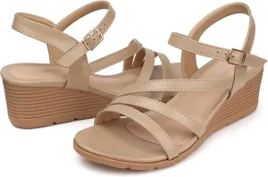 Comfortable habitat abandon slowness inscribe Open Toe Sandal SHIBEVER Wedge Sandals for Women Dressy: Summer Low Wedges Womens 