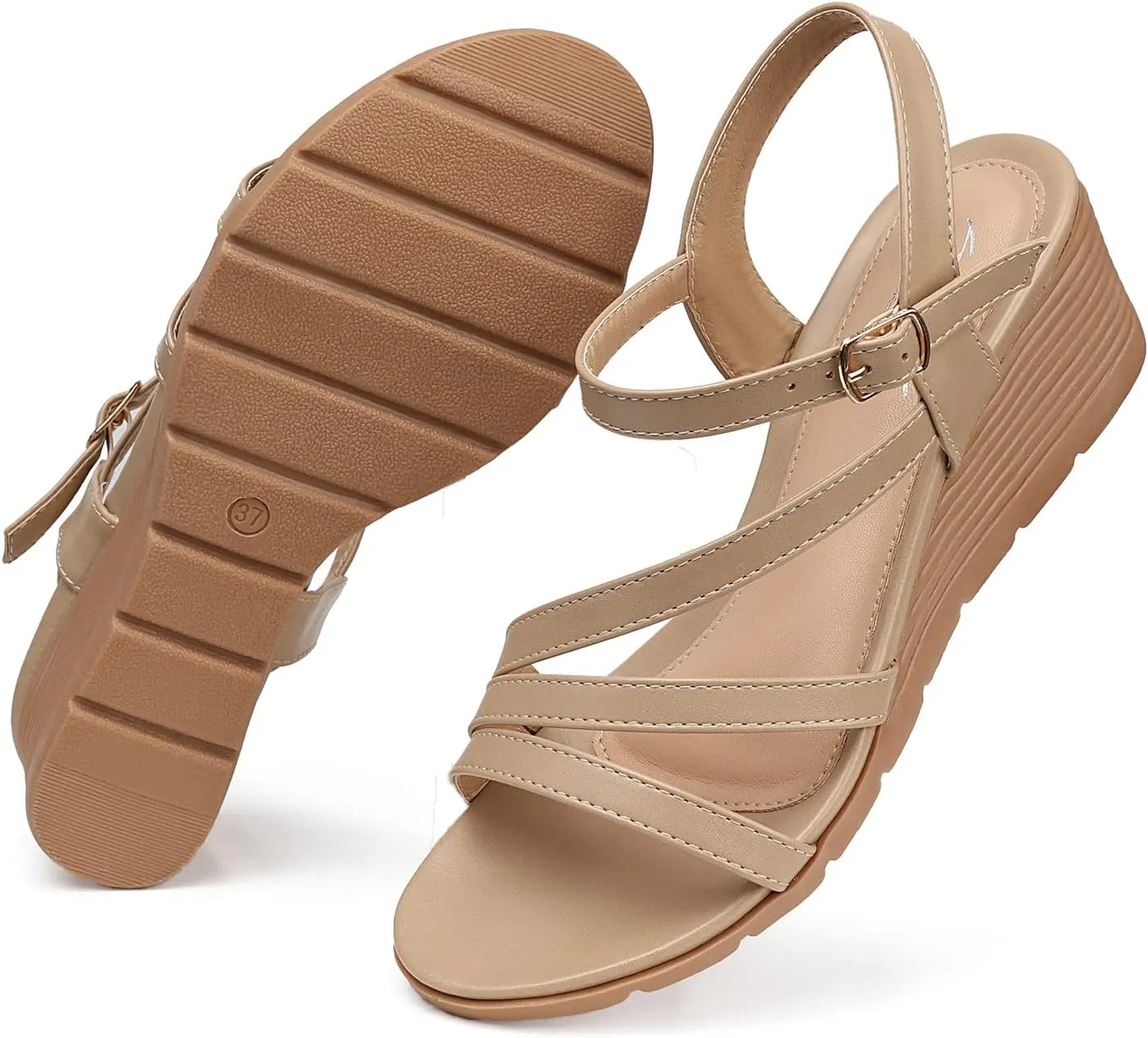 Comfortable habitat abandon slowness inscribe Open Toe Sandal SHIBEVER Wedge Sandals for Women Dressy: Summer Low Wedges Womens 