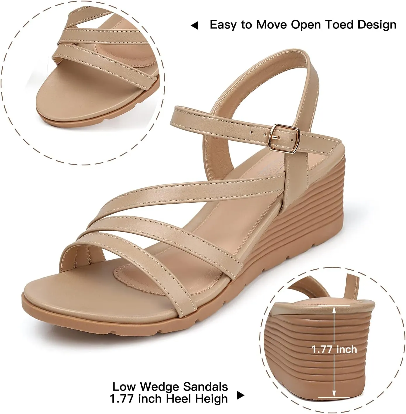 Comfortable habitat abandon slowness inscribe Open Toe Sandal SHIBEVER Wedge Sandals for Women Dressy: Summer Low Wedges Womens 