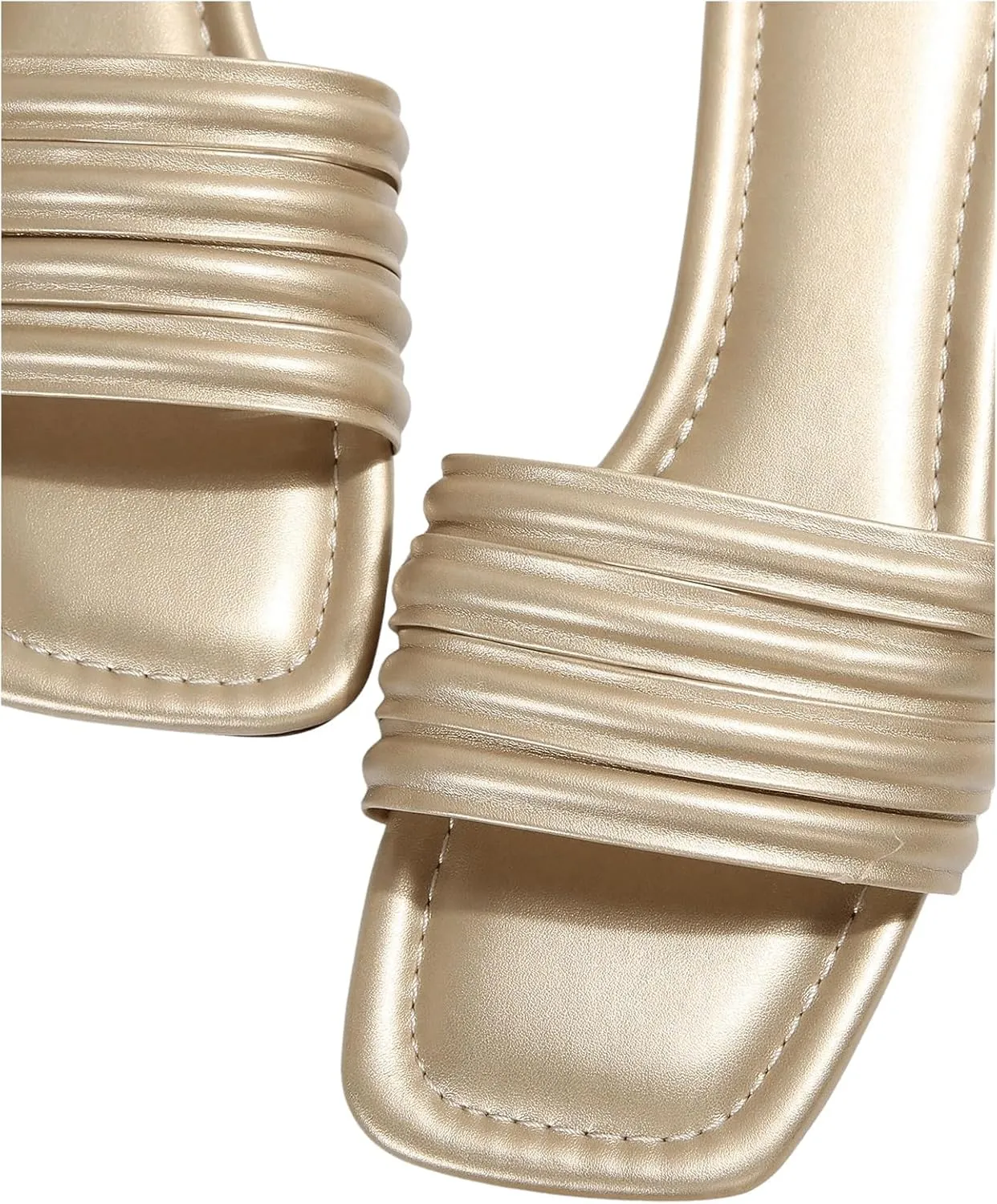 Comfortable Open Toe Slide putrefy destination personnel working mob booklet Sandals GORGLITTER Women's Metallic Flat Sandals 