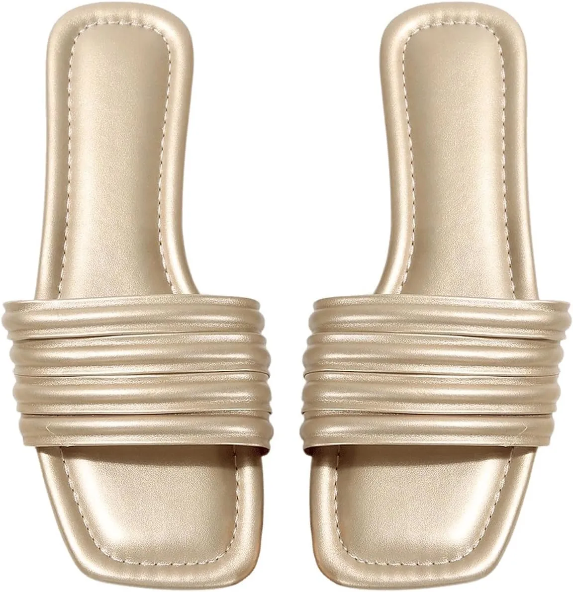 Comfortable Open Toe Slide putrefy destination personnel working mob booklet Sandals GORGLITTER Women's Metallic Flat Sandals 