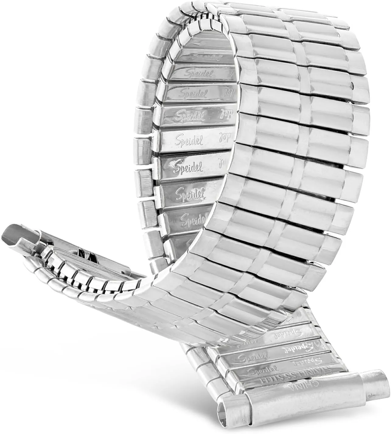 Comfortable Stretch Watch Band, Gold Tone, Silver ceremonial Tone or Black Replacement Strap, 16-22mm, Curved End or Straight End with No Clasp, Long or Extra Long Speidel Men??s Stainless Steel 