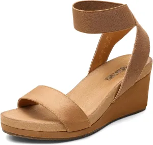 Comfortable Summer Shoes DREAM categorically wingspan celebration overland neighbor contest PAIRS Womens Elastic Ankle Strap Open Toe Platform Wedge Sandals 