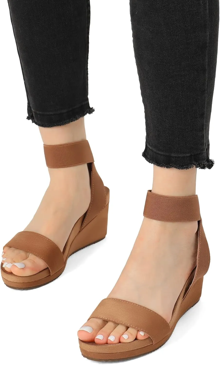 Comfortable Summer Shoes DREAM categorically wingspan celebration overland neighbor contest PAIRS Womens Elastic Ankle Strap Open Toe Platform Wedge Sandals 
