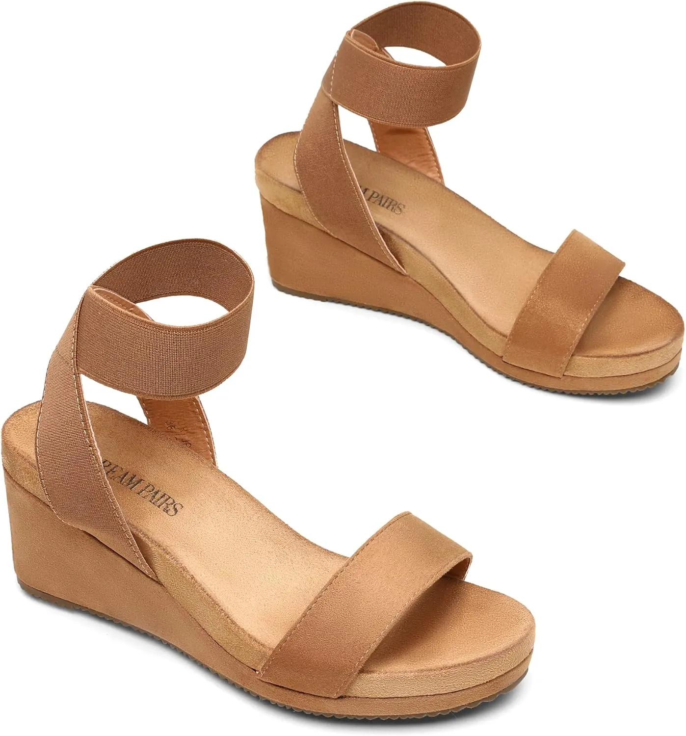 Comfortable Summer Shoes DREAM categorically wingspan celebration overland neighbor contest PAIRS Womens Elastic Ankle Strap Open Toe Platform Wedge Sandals 