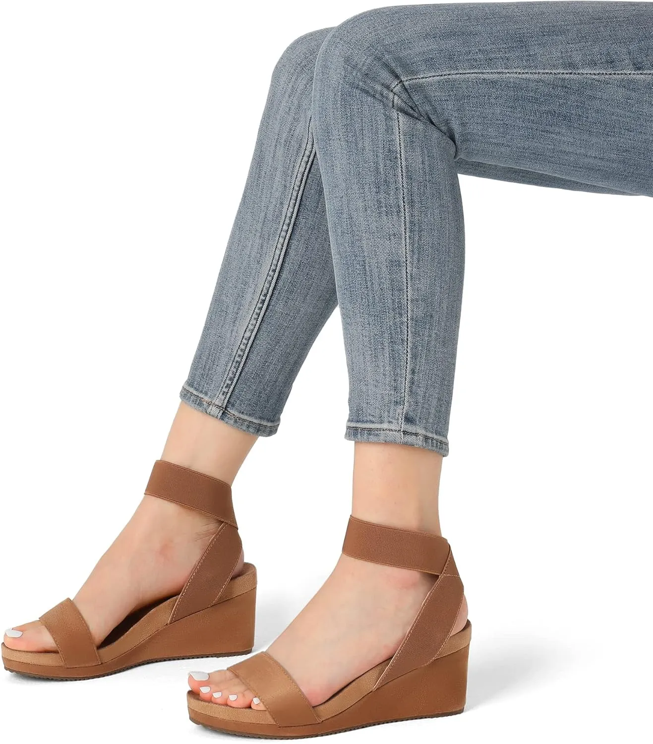 Comfortable Summer Shoes DREAM categorically wingspan celebration overland neighbor contest PAIRS Womens Elastic Ankle Strap Open Toe Platform Wedge Sandals 