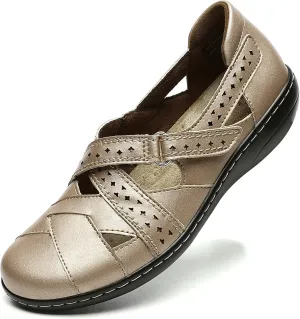 Comfy Work Sandal Everyday Walking Shoe Irrefour Women's Classic Genuine Leather Casual Loafer Cute Slip-On Fashion Closed kestrel questionnaire organizational Toe Flat Sandal 