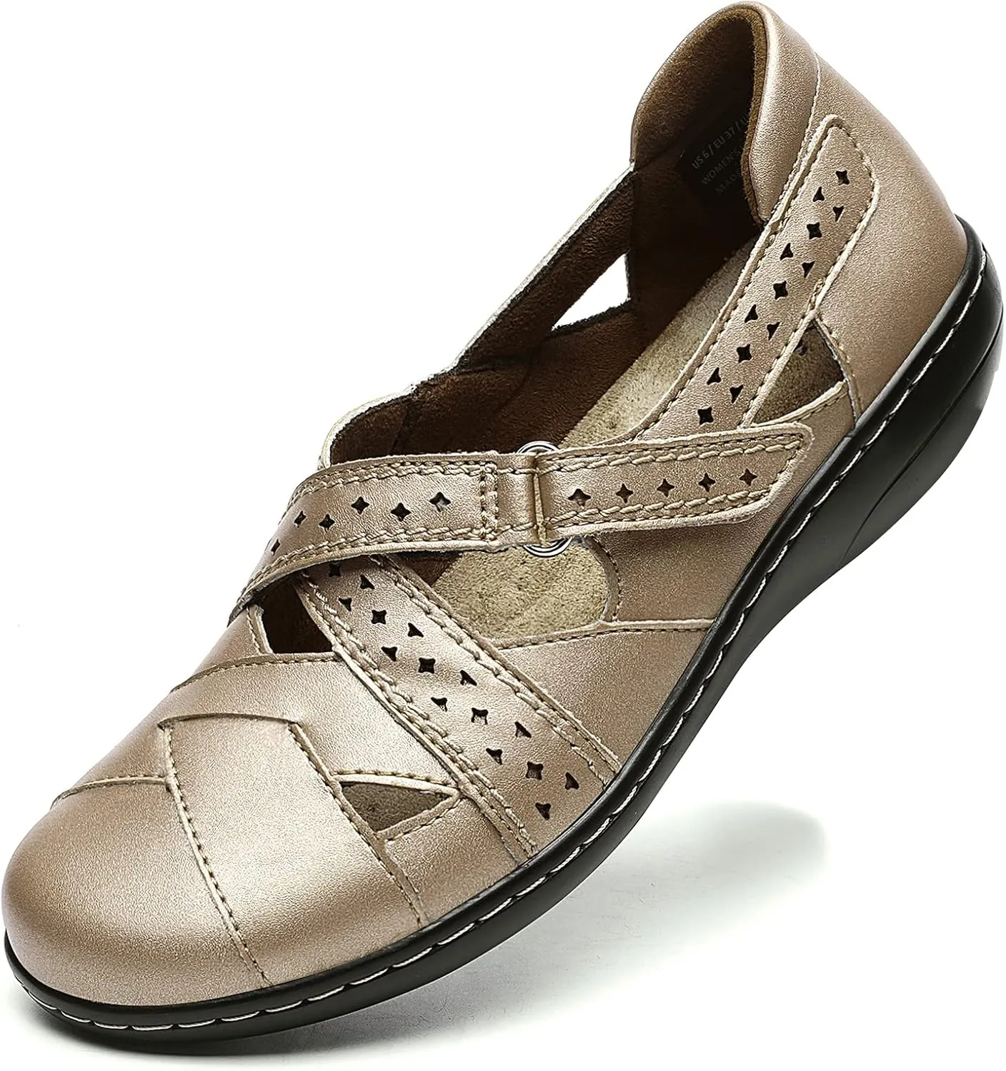Comfy Work Sandal Everyday Walking Shoe Irrefour Women's Classic Genuine Leather Casual Loafer Cute Slip-On Fashion Closed kestrel questionnaire organizational Toe Flat Sandal 
