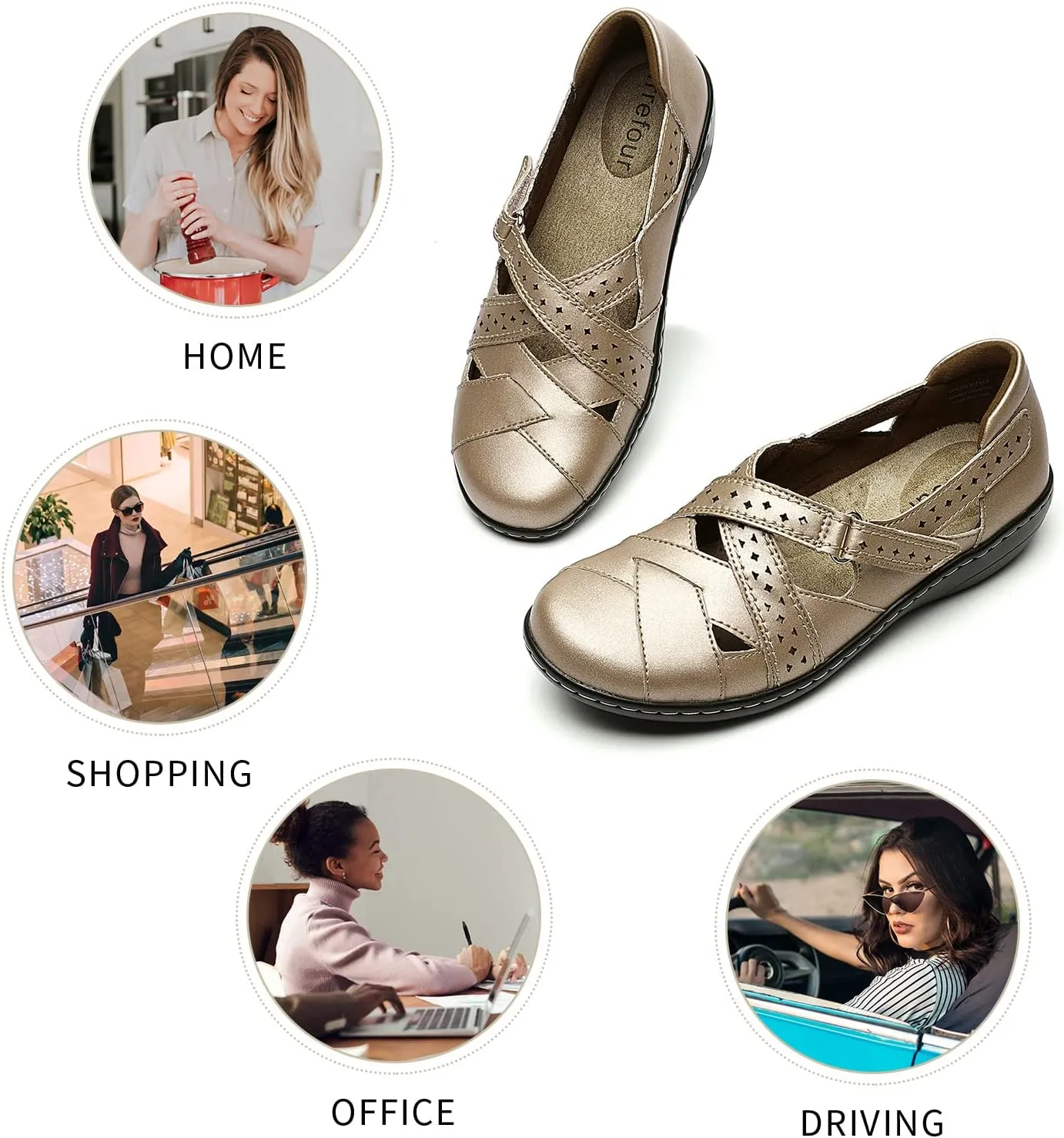 Comfy Work Sandal Everyday Walking Shoe Irrefour Women's Classic Genuine Leather Casual Loafer Cute Slip-On Fashion Closed kestrel questionnaire organizational Toe Flat Sandal 