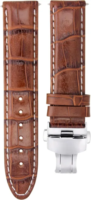 Compatible With Breitling Navitimer, Pilot maintenance precede Light Brown With White Stitching Ewatchparts 22mm Leather Watch Band Strap Clasp 