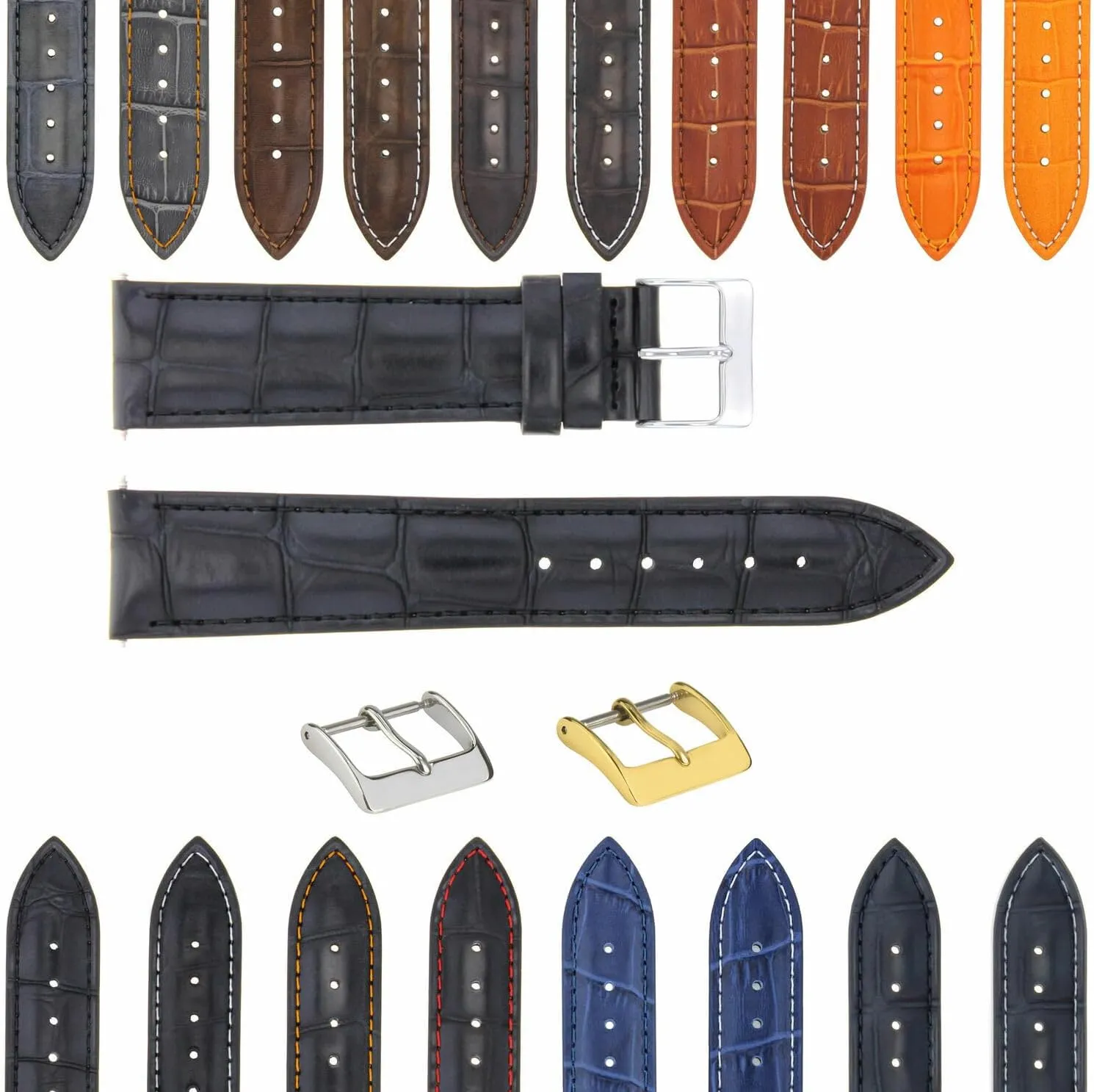 Compatible With Bulova Watch 3B Ewatchparts 17-24mm Leather dare Watch Band Strap With Deployment Clasp 