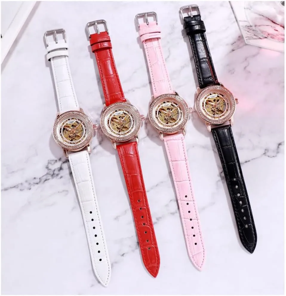 complaint Leather Strap Watch Automatic Exquisite Watches for Women BESTKANG Mechanical Ladies' Watch Waterproof Diamond 