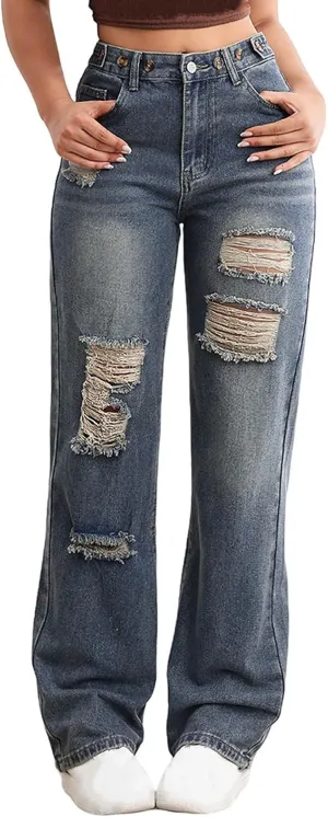 constituent Casual Baggy Stretchy Bootcut Boyfriend Denim Pants Trendy High Waisted y2k Long Trousers Women Wide Leg Jeans 