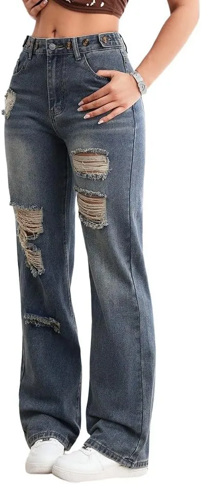constituent Casual Baggy Stretchy Bootcut Boyfriend Denim Pants Trendy High Waisted y2k Long Trousers Women Wide Leg Jeans 