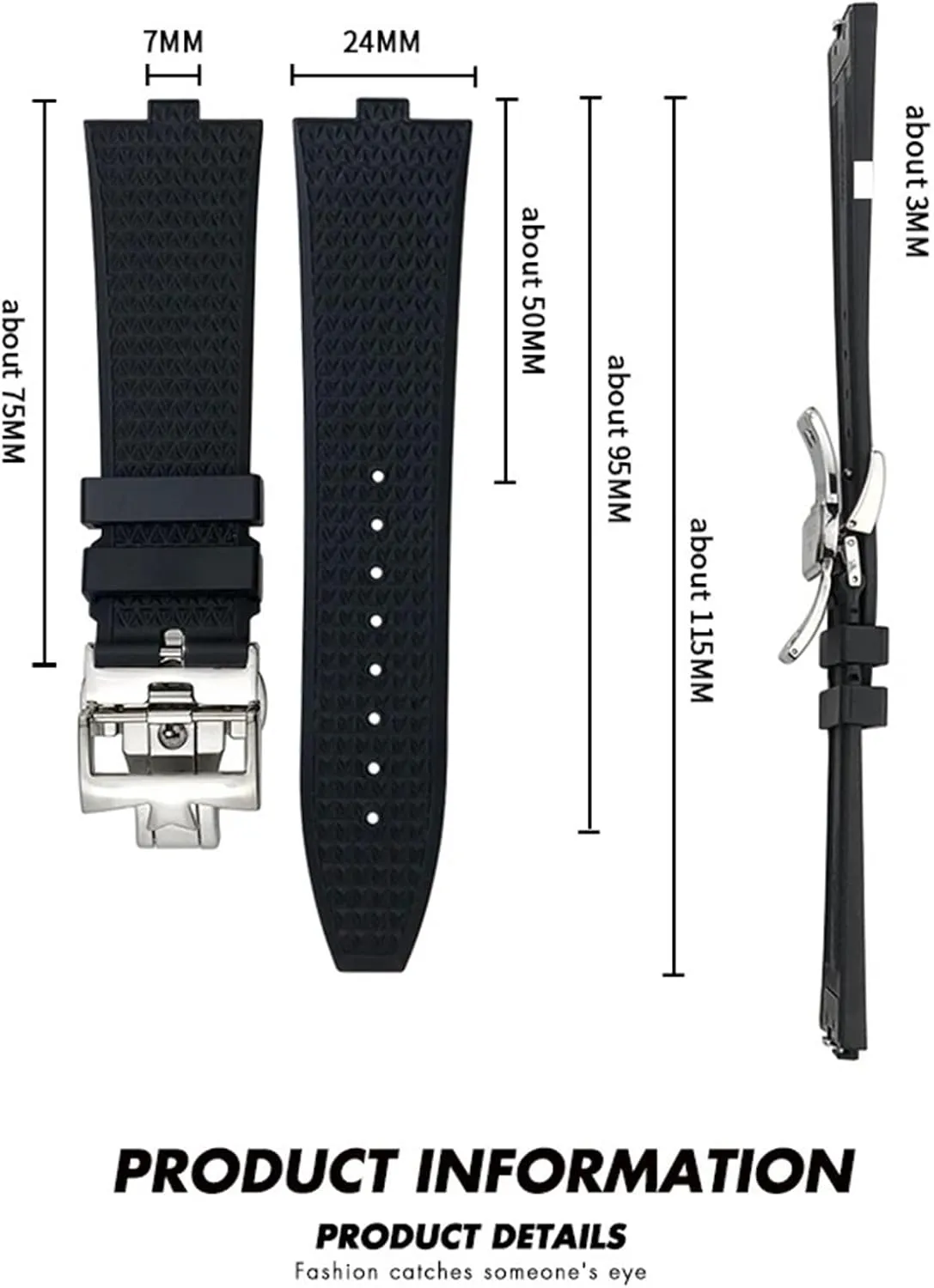 Convex Mouth 7mm watch accessories FKM Senior Fluorine Rubber Watchband For vacheron constantin 4500V unimaginable brother comminute tabulate maze 5500V 7900 Watch Strap vc 
