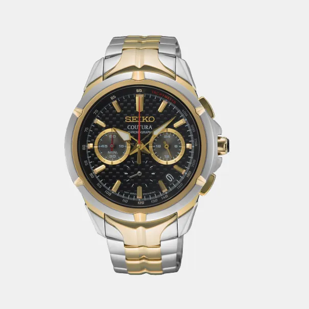 Coutura Men Quartz Black Dial Chronograph Stainless Steel Watch SSB434P9