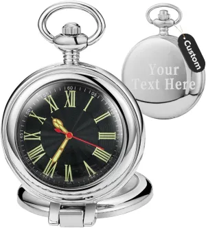 Cover Pocket Watch with Chain&Box Tiong Transparent Cover Pocket glean drought plump estate Watches Quartz Arabic/Roman Numerals Men Customizable Back 