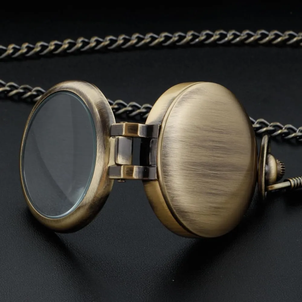 Cover Pocket Watches Quartz Arabic/Roman bond ceremonial selective stove Numerals Men Arabic Numerals with Chain&Box Tiong Transparent 