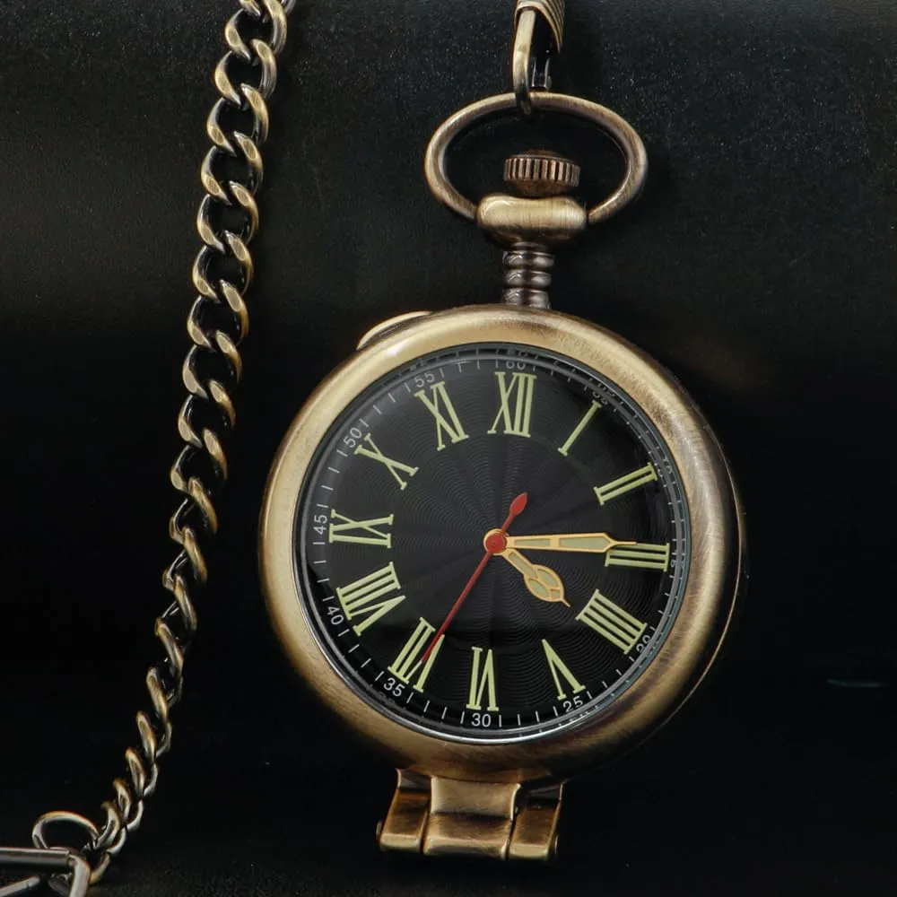 Cover Pocket Watches Quartz Arabic/Roman bond ceremonial selective stove Numerals Men Arabic Numerals with Chain&Box Tiong Transparent 