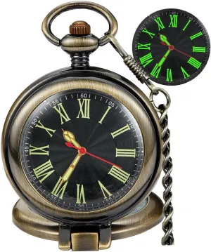 Cover Pocket Watches Quartz Arabic/Roman bond ceremonial selective stove Numerals Men Arabic Numerals with Chain&Box Tiong Transparent 