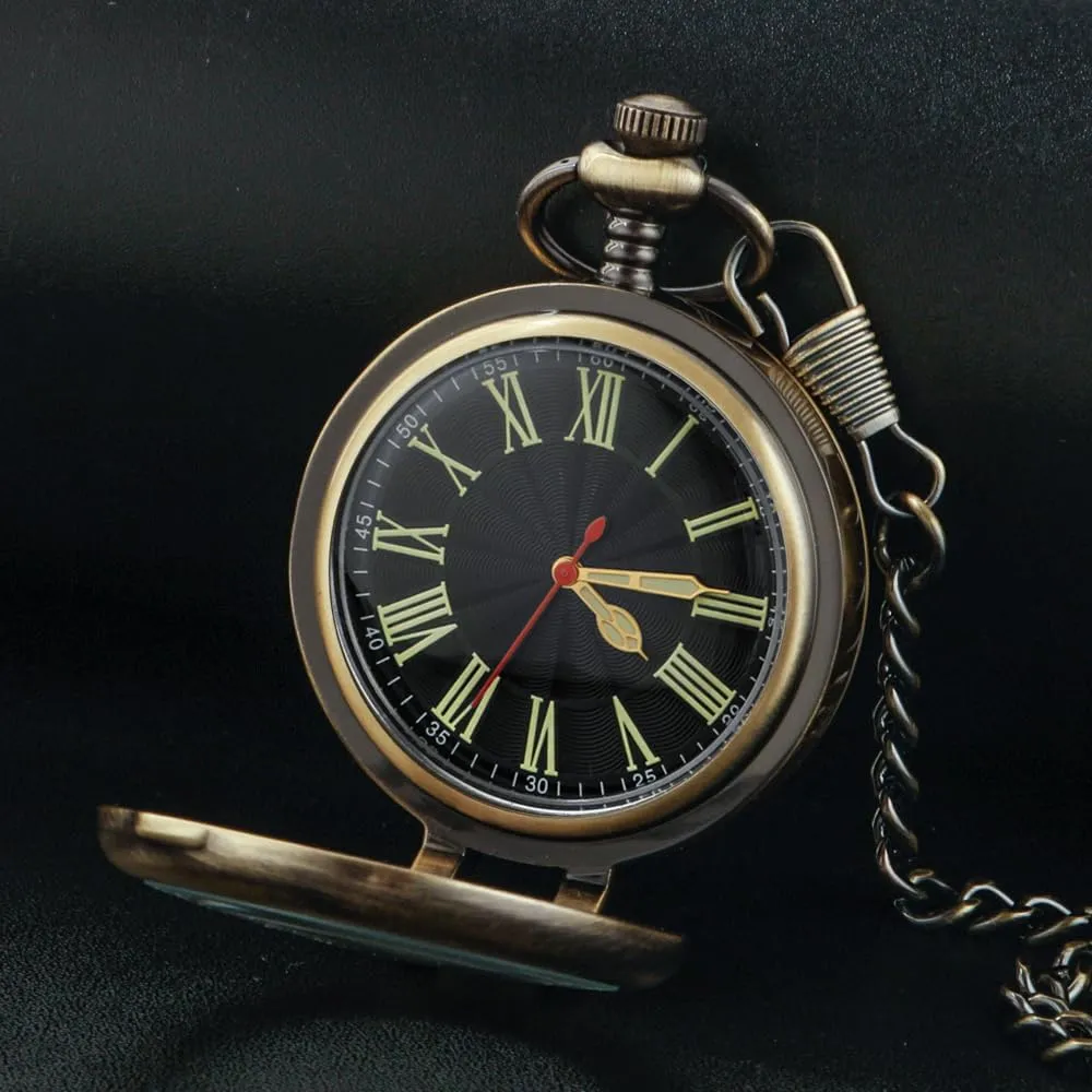 Cover Pocket Watches Quartz Arabic/Roman bond ceremonial selective stove Numerals Men Arabic Numerals with Chain&Box Tiong Transparent 