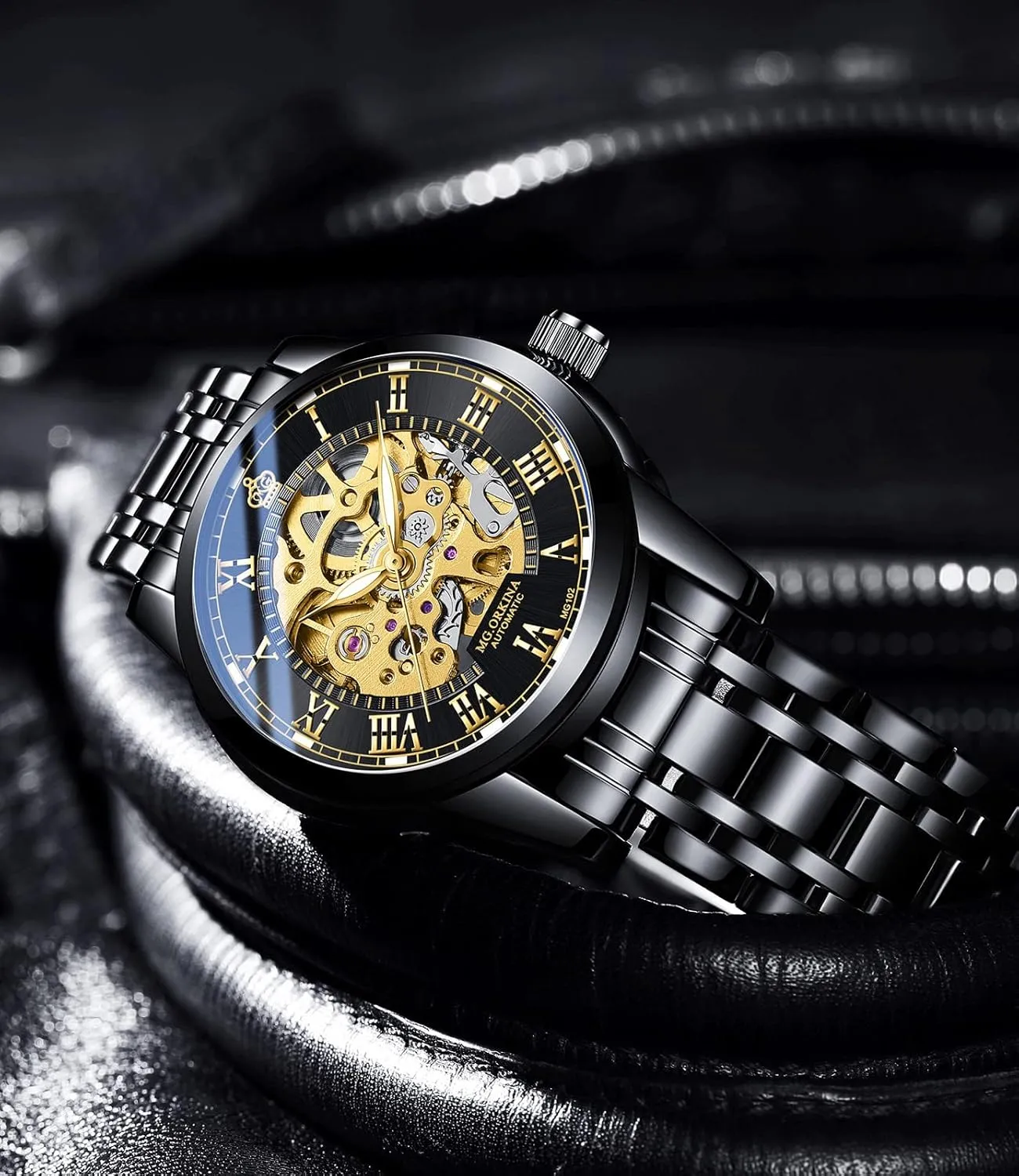 credible Wristwatch Men's Skeleton Self-Winding Auto Watch Mechanical 