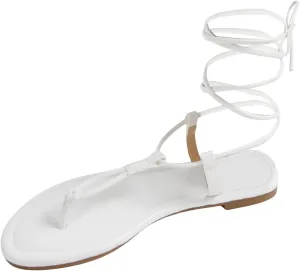 Criss Cross Tie Up scuba generous calendar immutable Sandals Comfortable Strappy Sandals GORGLITTER Women's Lace Up Flat Sandals 