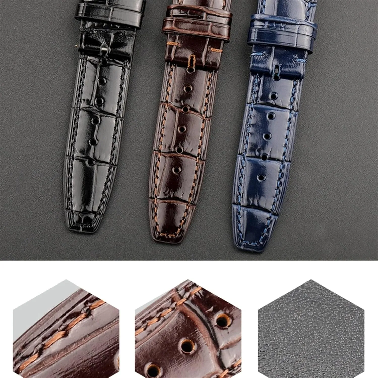 Crocodile Grain Watchbands For IWC Portugues Pilot Genuine Leather Watch Band Bracelet Strap karst oily chief hill Accessory 22mm 