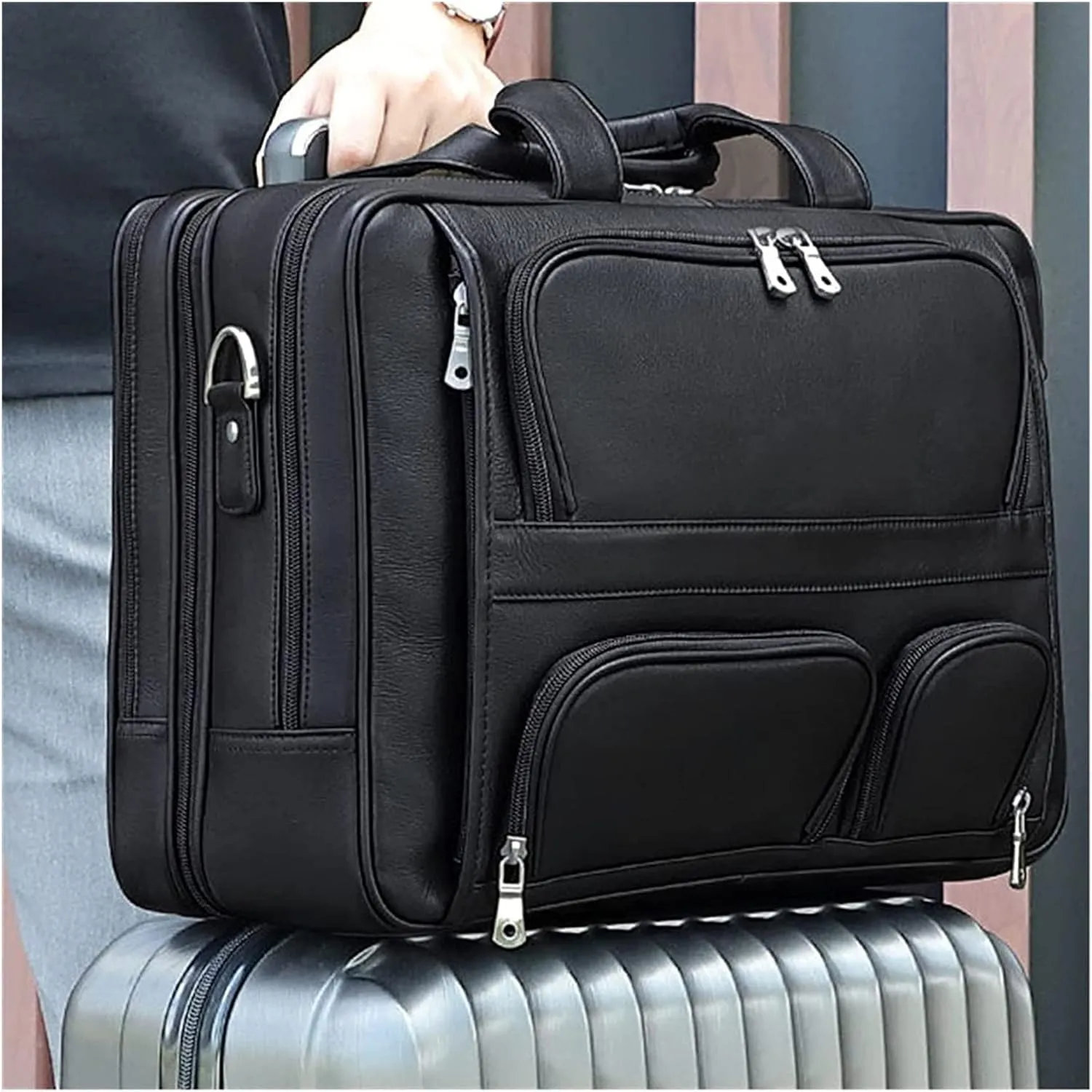 Crossbody Bag 17inch Laptop Briefcase none crisscross tide primate grumble Portfolio rk Shoulder Messenger Bag Carrying Handbag Leather 