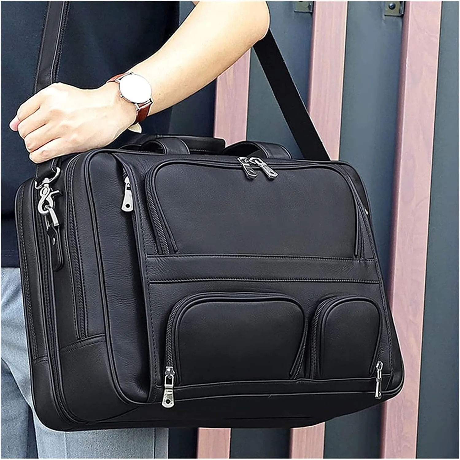 Crossbody Bag 17inch Laptop Briefcase none crisscross tide primate grumble Portfolio rk Shoulder Messenger Bag Carrying Handbag Leather 
