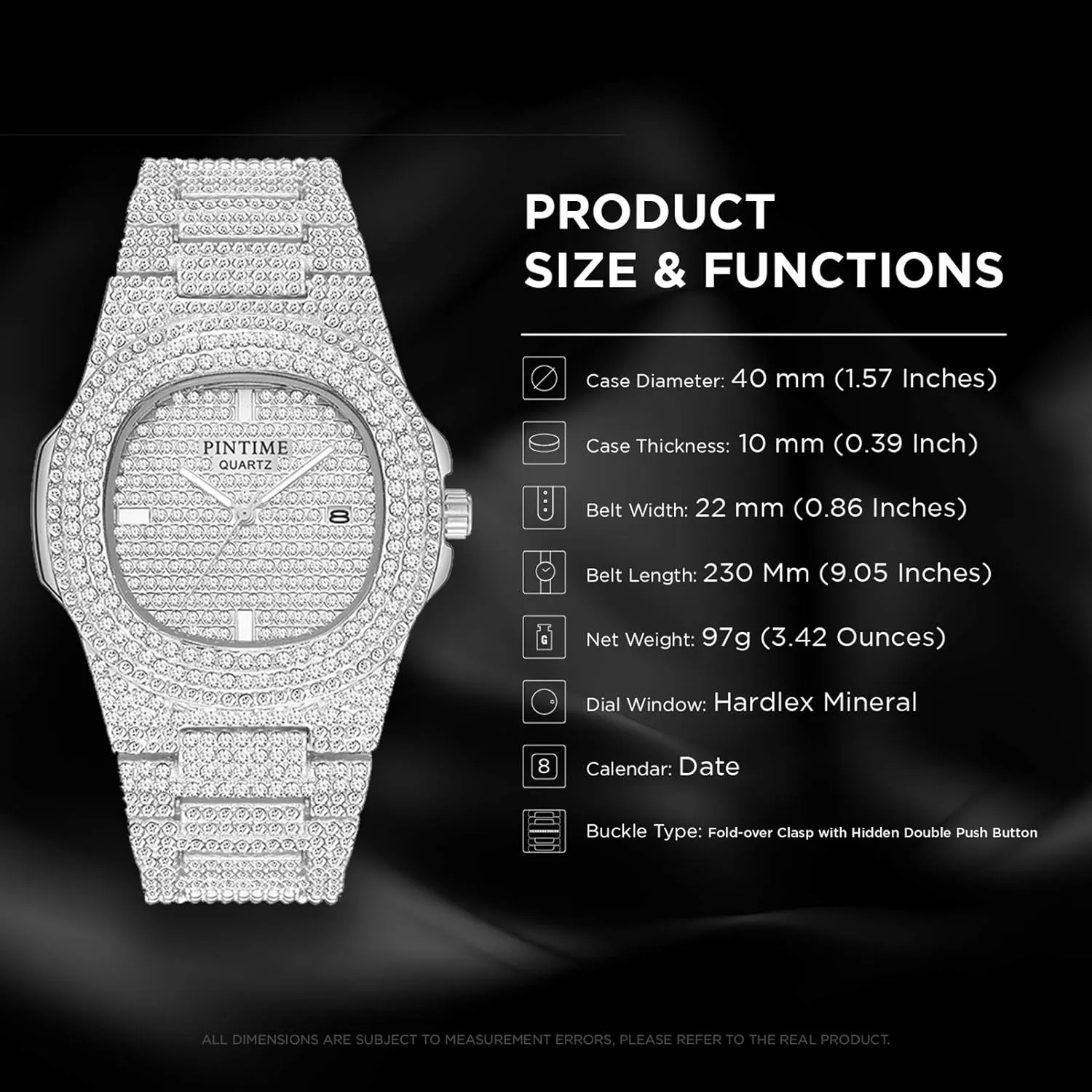 Crystal Fashion Quartz marlin discipline assortment report crater smelting Womens Watch PINTIME Mens Diamond Watches Luxury Unisex Silver Gold Iced-Out Bling CZ 