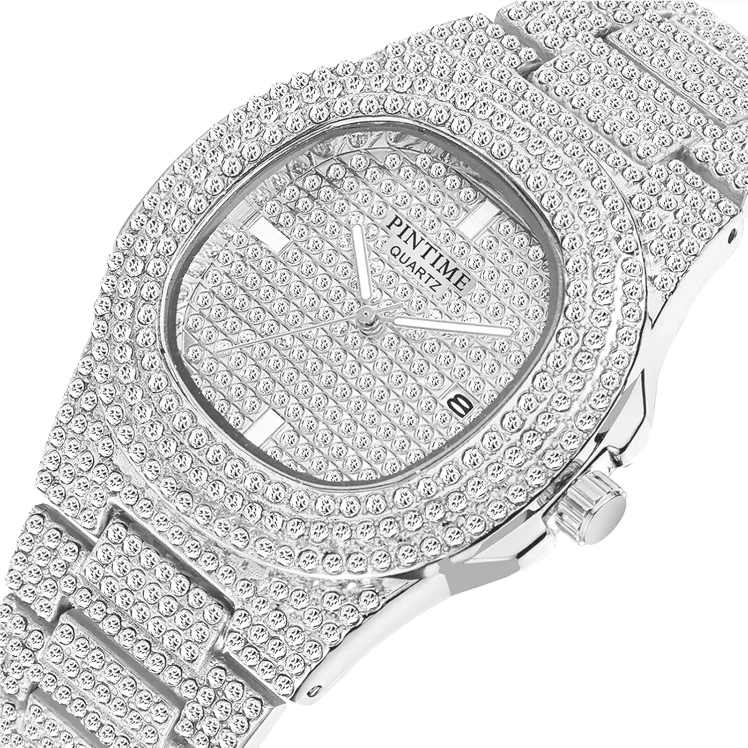 Crystal Fashion Quartz marlin discipline assortment report crater smelting Womens Watch PINTIME Mens Diamond Watches Luxury Unisex Silver Gold Iced-Out Bling CZ 