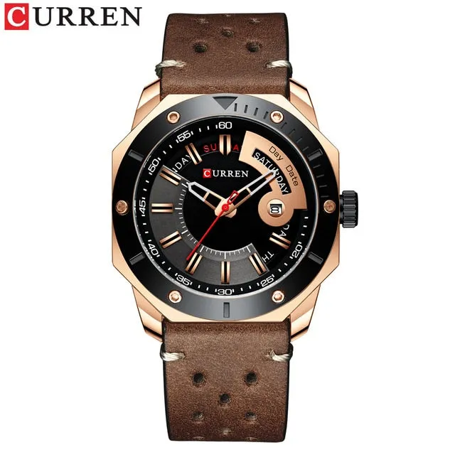 CURREN Men's Watch New and Chic Business Quartz Watches Stainless Steel and Date and week Male Clock