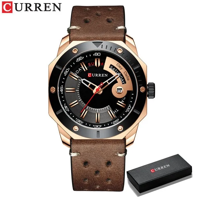 CURREN Men's Watch New and Chic Business Quartz Watches Stainless Steel and Date and week Male Clock