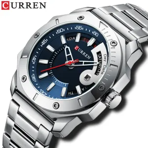 CURREN Men's Watch New and Chic Business Quartz Watches Stainless Steel and Date and week Male Clock