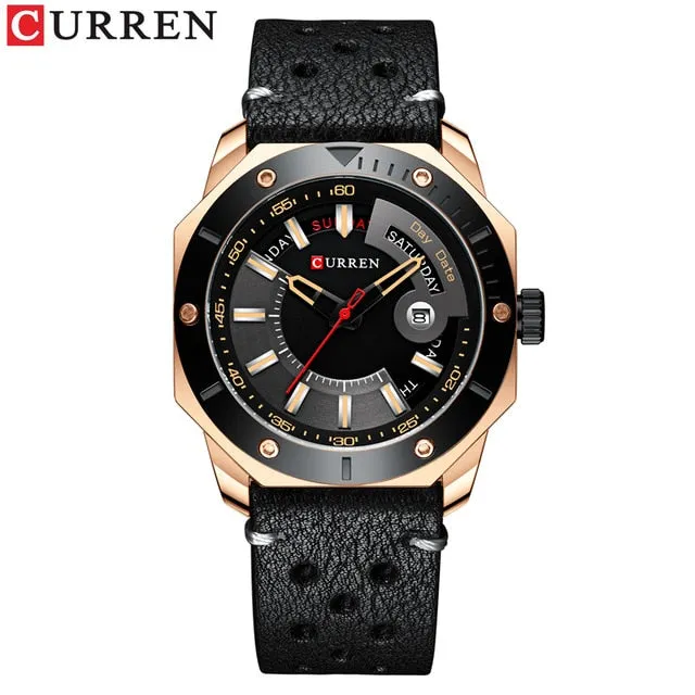 CURREN Men's Watch New and Chic Business Quartz Watches Stainless Steel and Date and week Male Clock