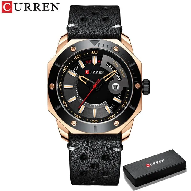 CURREN Men's Watch New and Chic Business Quartz Watches Stainless Steel and Date and week Male Clock