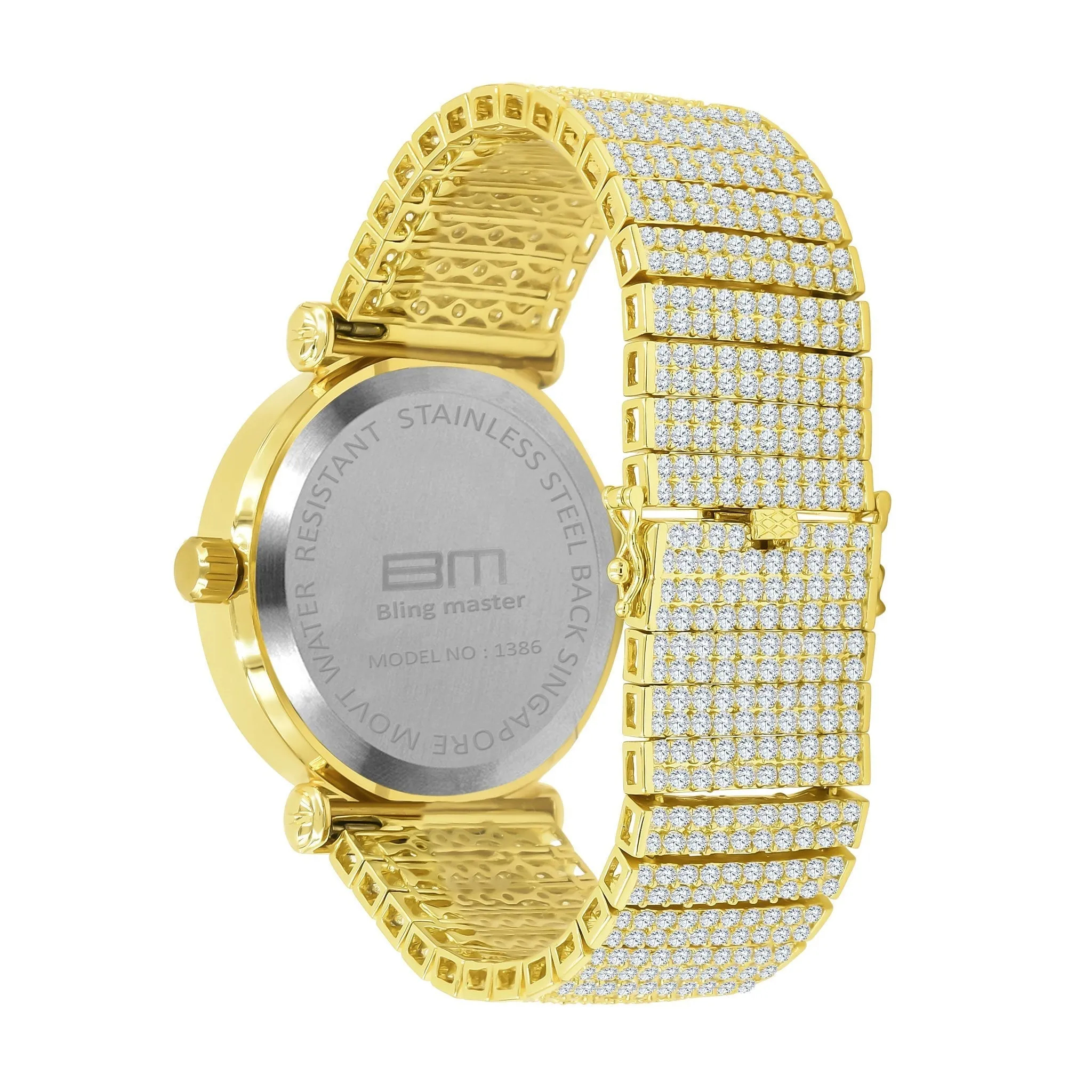 CZ Iced Out Watch - Rhodium Coated with CZ Stones | Bling Master, Japan Quartz, Water Resistant