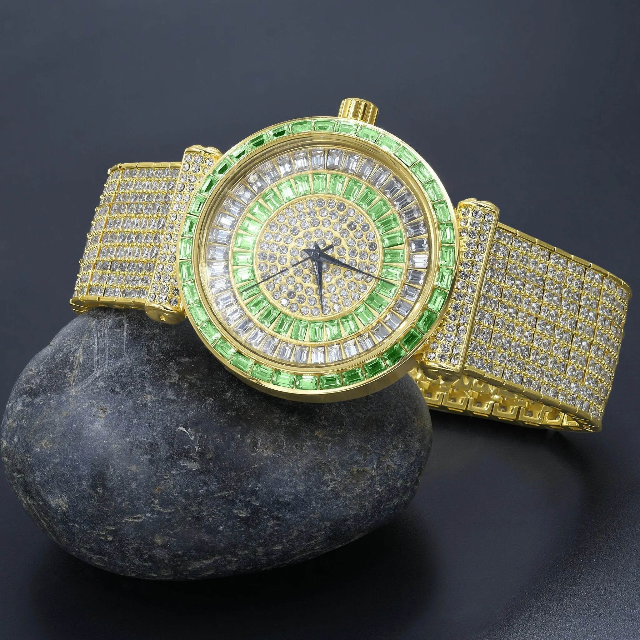 CZ Iced Out Watch - Rhodium Coated with CZ Stones | Bling Master, Japan Quartz, Water Resistant