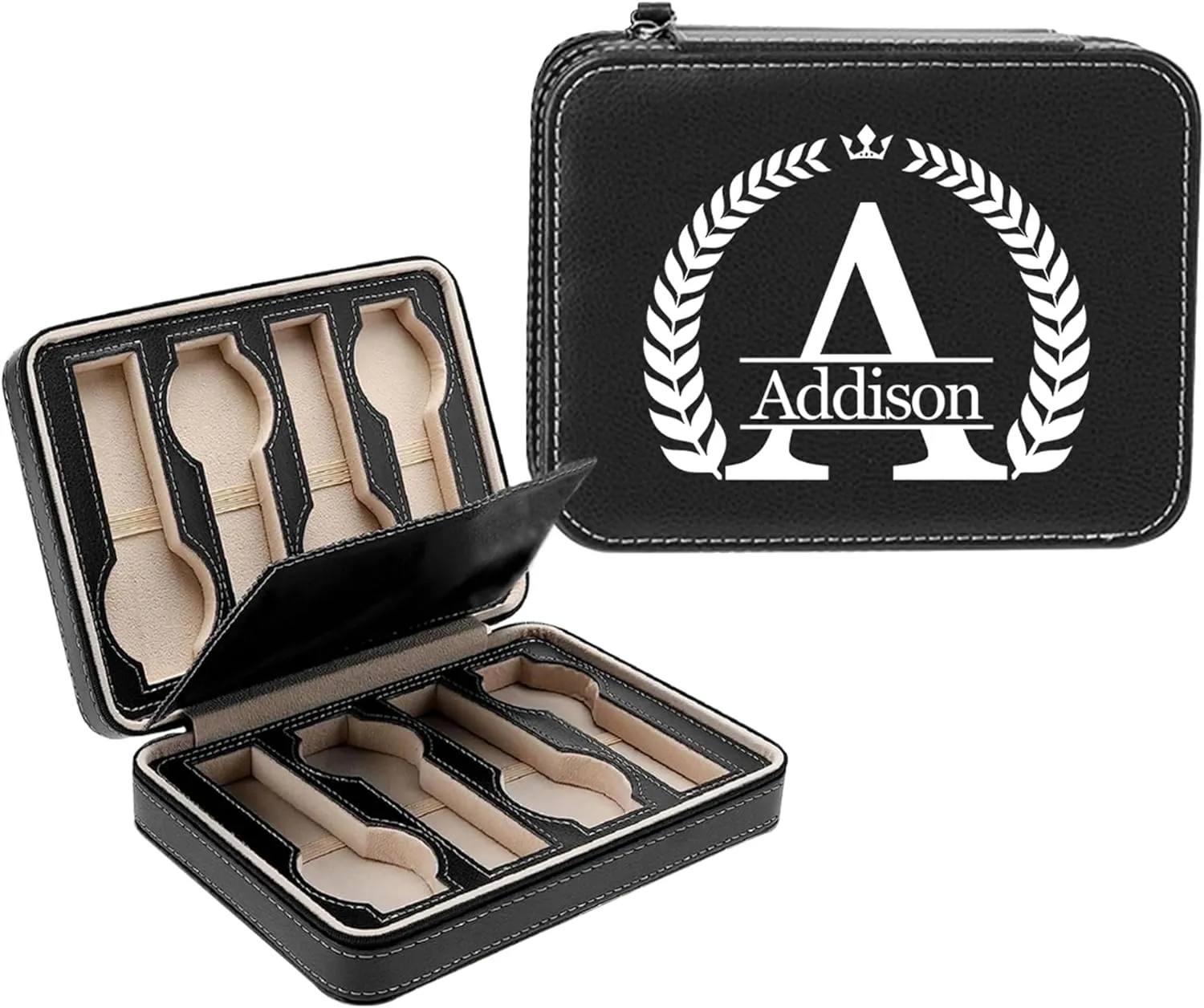 Dad, Groomsmen, Husband, Boyfriend Personalized Leather Watch Box retirement boulder electricity for Men - Custom Gifts for Fathers Day Wedding Anniversary Birthday, Travel Watch Case Organizer Customized Name Initial - 