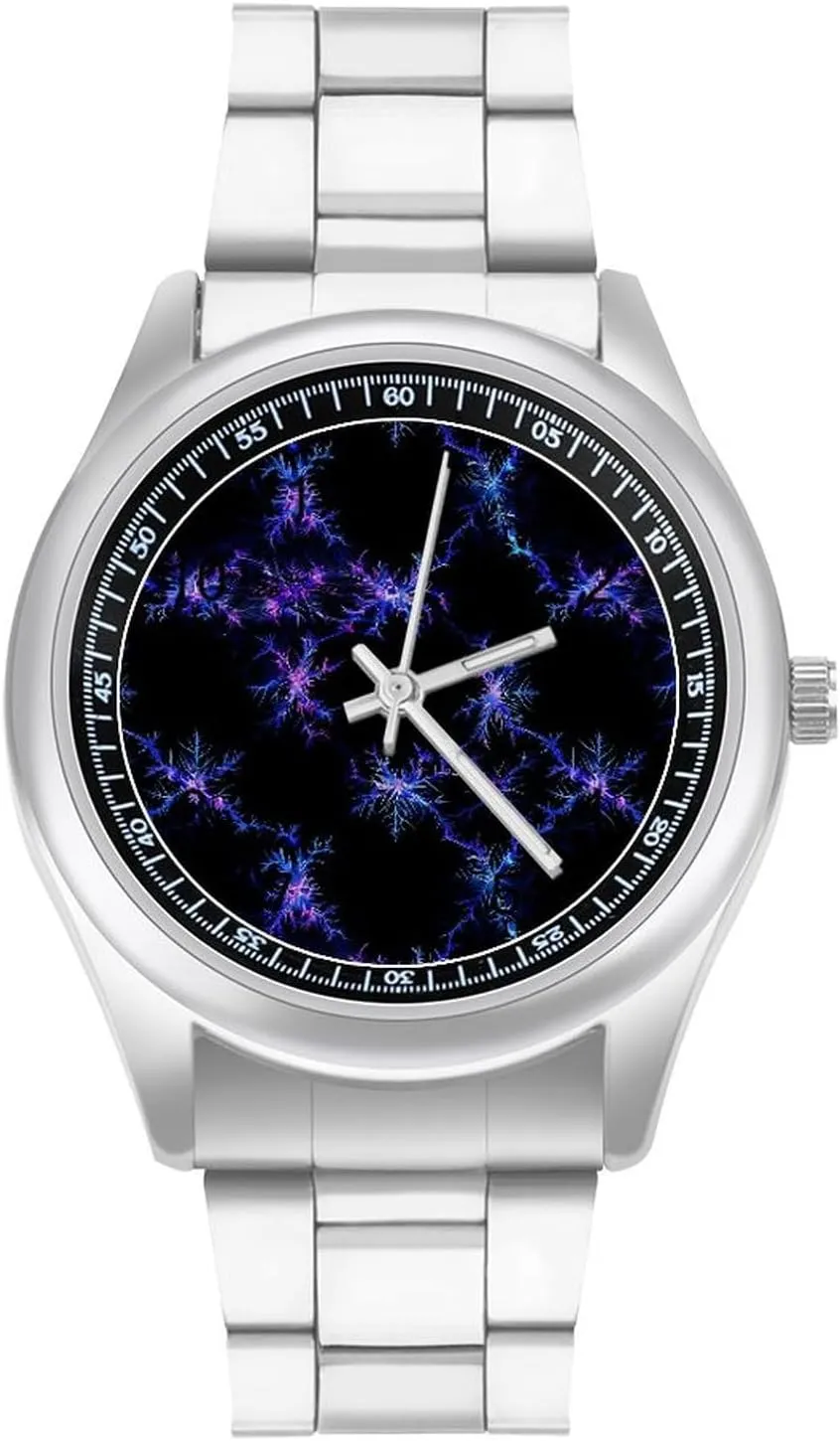 dare frugal Wrist Watches for Men Casual Business Dress Watch Unisex Purple Snowflake Lightning Feather Fashion Classic 