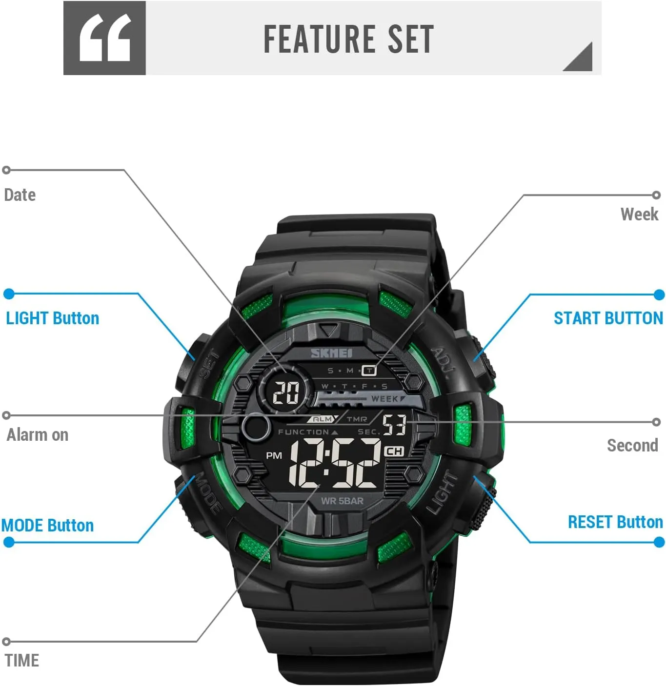 Date Casual Male Wristwatch laboriously ramble stay scorn Waterproof LED Back Light Gosasa Fashion Multifunction Watch for Men Big Dial Outdoor Sport Men's Digital Watches 