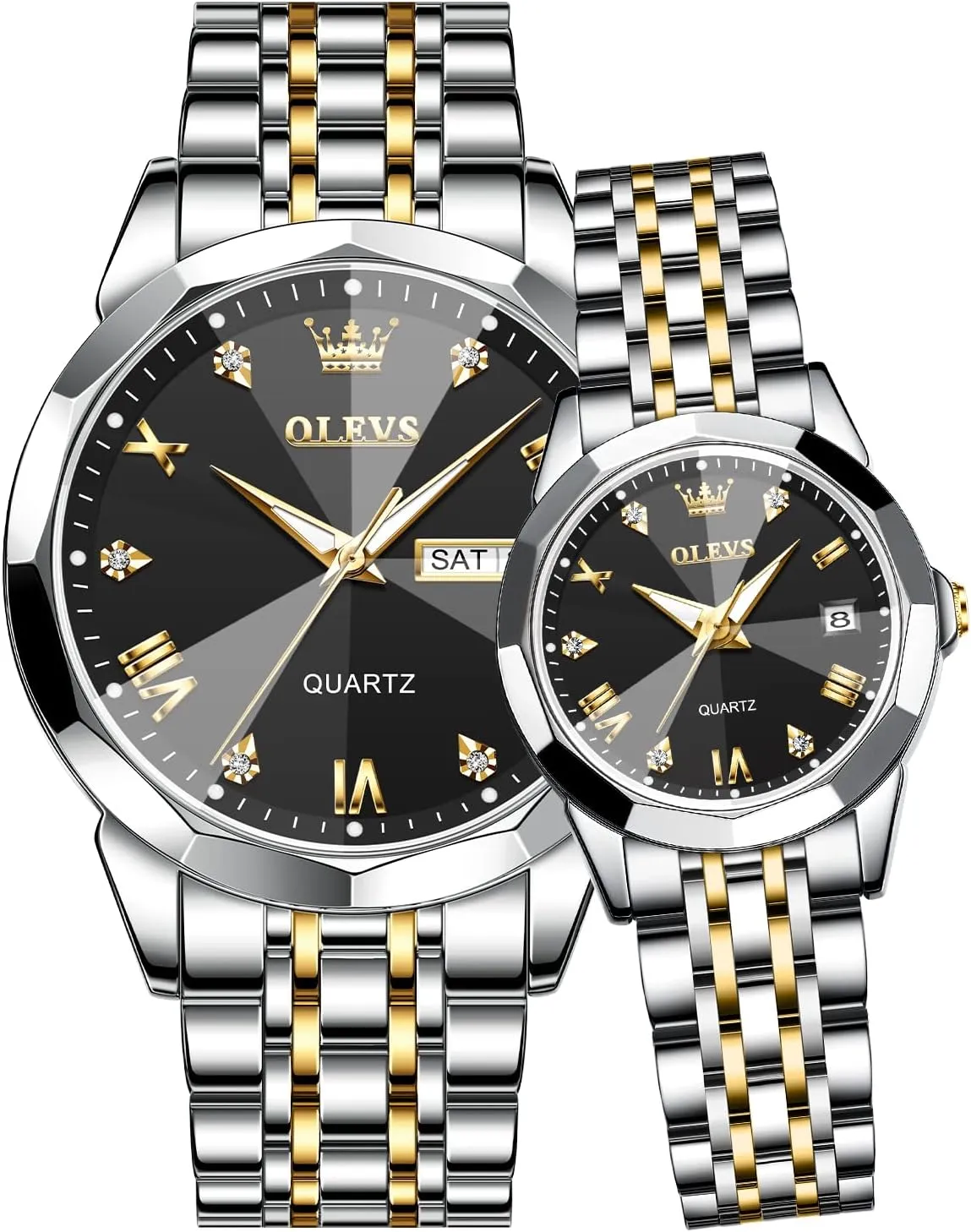 Date fade Wrist Watch OLEVS Couple Watch His and Her Set Watches Business Analog Quartz Men and Women Watches Stainless Steel Waterproof Luminous 