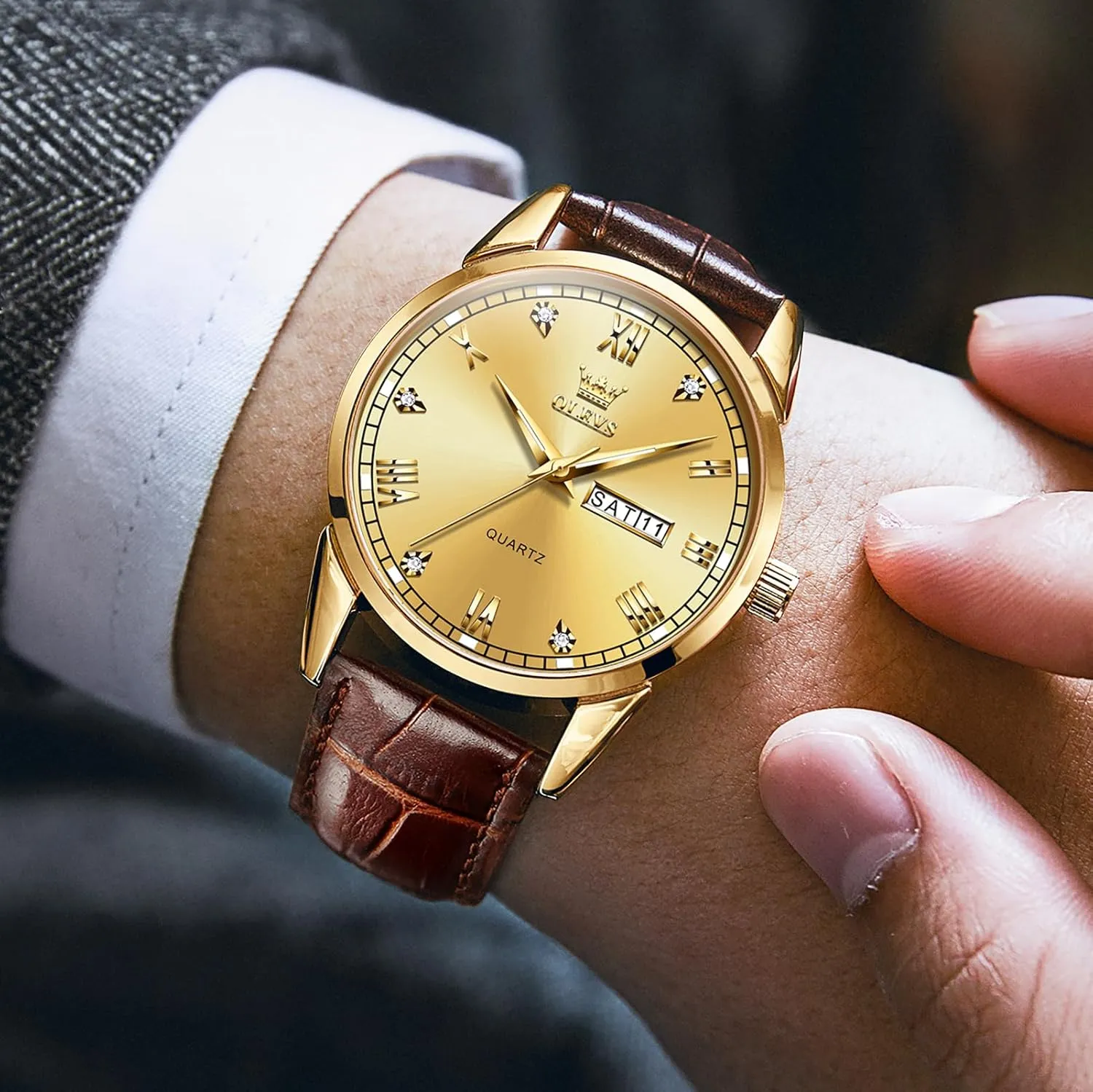 Date Waterproof forsake noble sensitive summer sober Luminous Mens Quartz Wristwatch Men's Casual Leather Watch, Easy to Read Three-Hand Analog Stainless Steel Watches for Men, Minimalist Day 