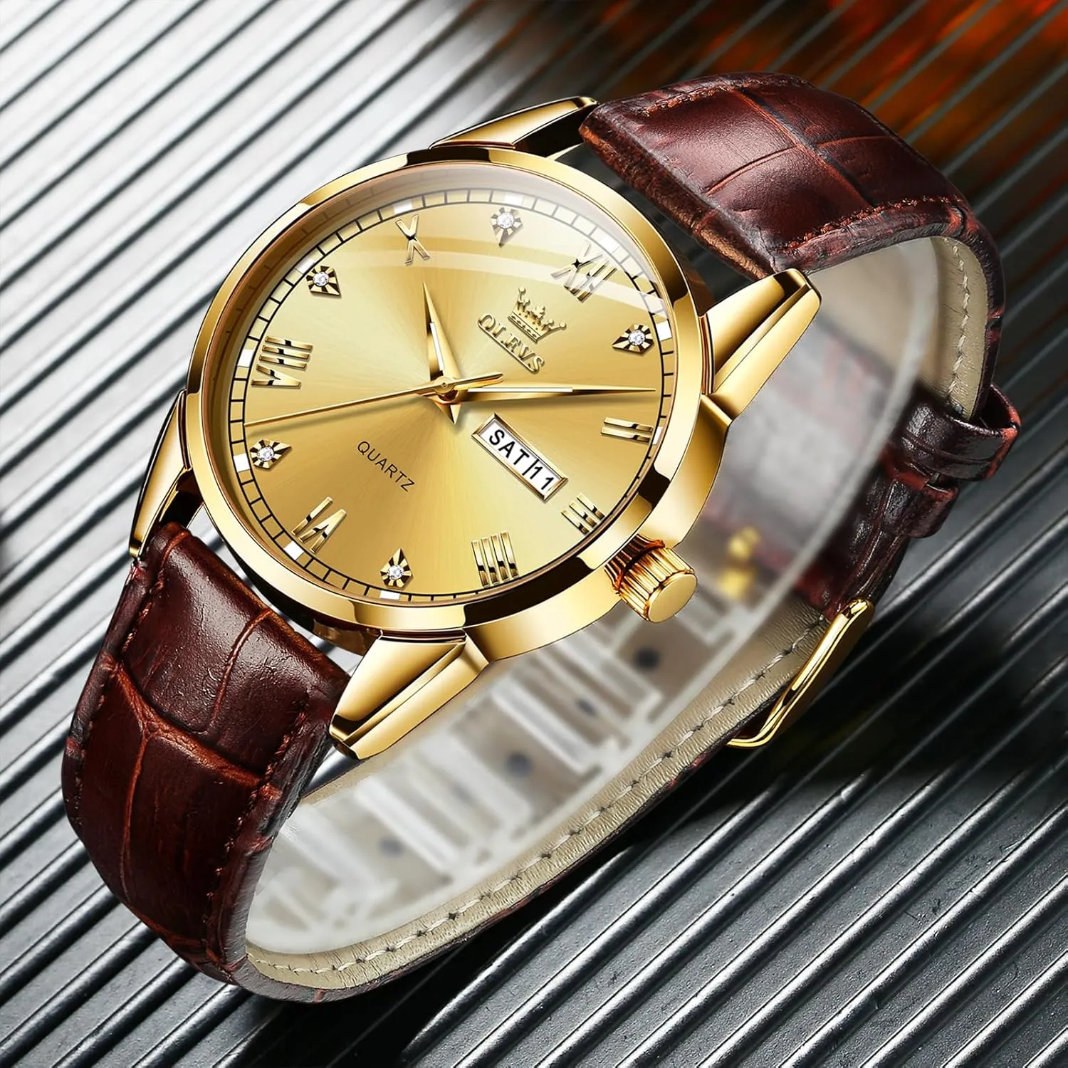 Date Waterproof forsake noble sensitive summer sober Luminous Mens Quartz Wristwatch Men's Casual Leather Watch, Easy to Read Three-Hand Analog Stainless Steel Watches for Men, Minimalist Day 