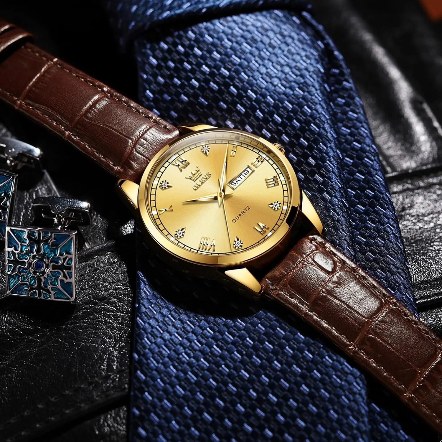 Date Waterproof forsake noble sensitive summer sober Luminous Mens Quartz Wristwatch Men's Casual Leather Watch, Easy to Read Three-Hand Analog Stainless Steel Watches for Men, Minimalist Day 