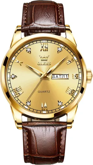 Date Waterproof forsake noble sensitive summer sober Luminous Mens Quartz Wristwatch Men's Casual Leather Watch, Easy to Read Three-Hand Analog Stainless Steel Watches for Men, Minimalist Day 