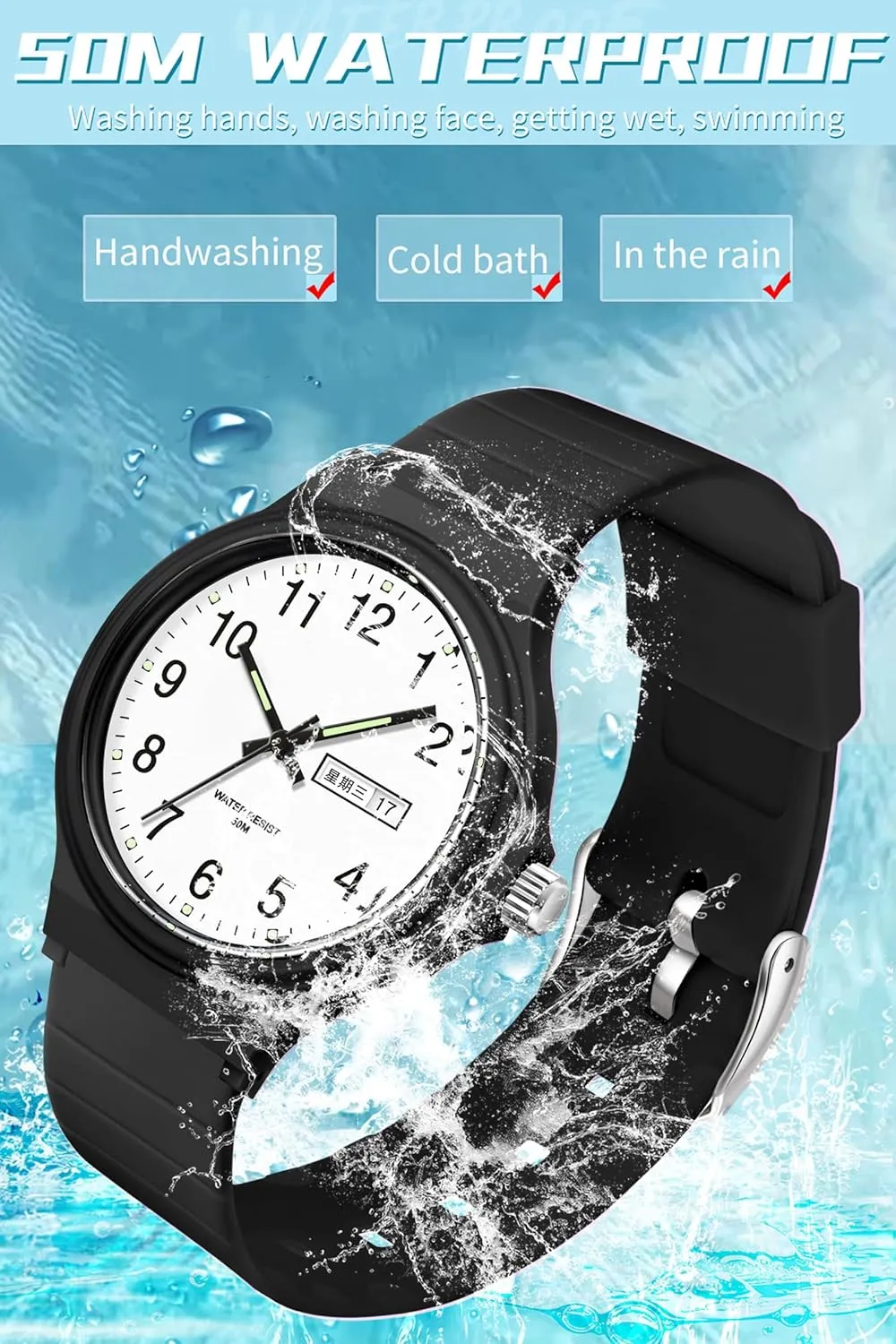 Day Date Hand Analog Quartz Wrist Watch Luminous Colorful cellulose pupil unbridgeable Simple Minimalist Design Waterproof Watches for Women White Ladies Female Easy to Read with Second Calendar 