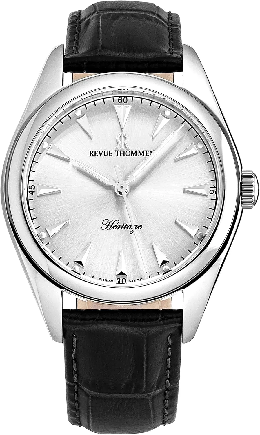 democratic Automatic Watch 21010.2531 Men's 'Heritage' Silver Dial Black Leather Strap 